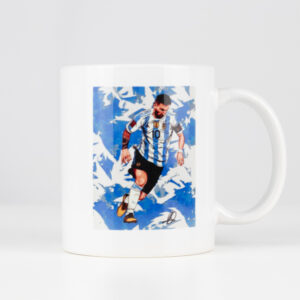 Taza color blanca sublimada de Messi con casaca de Argentina